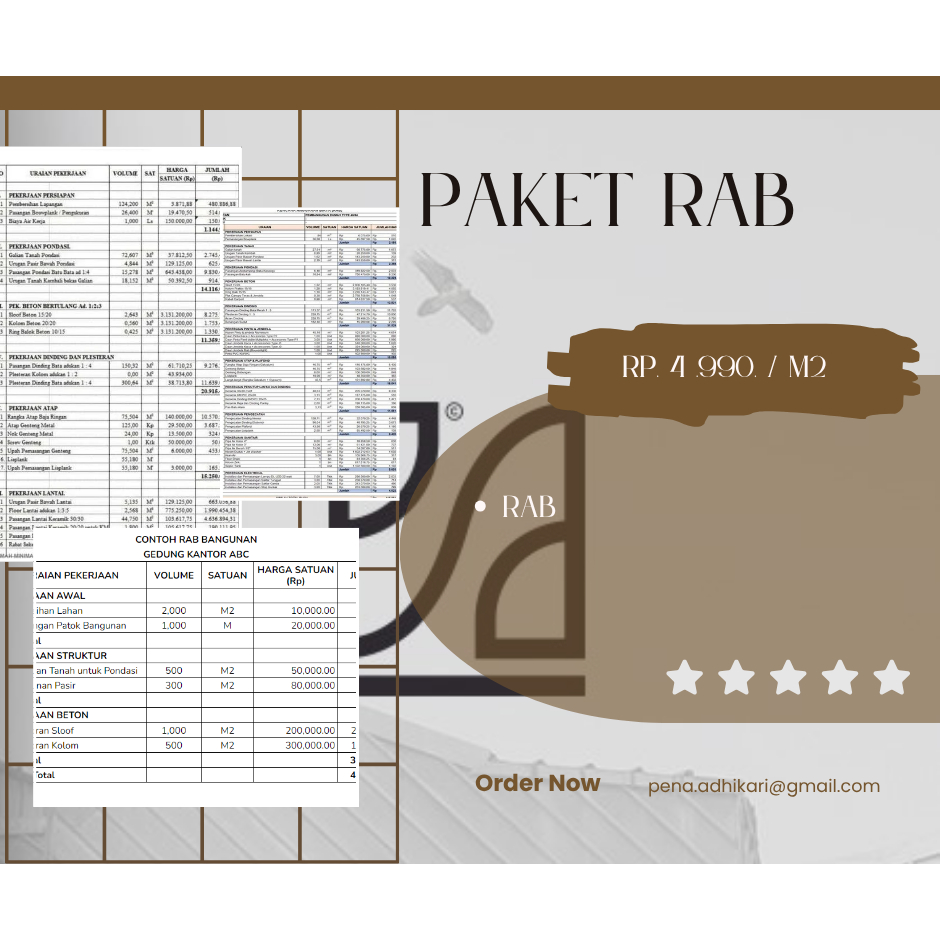 Paket RAB desain rumah - susunan RAB