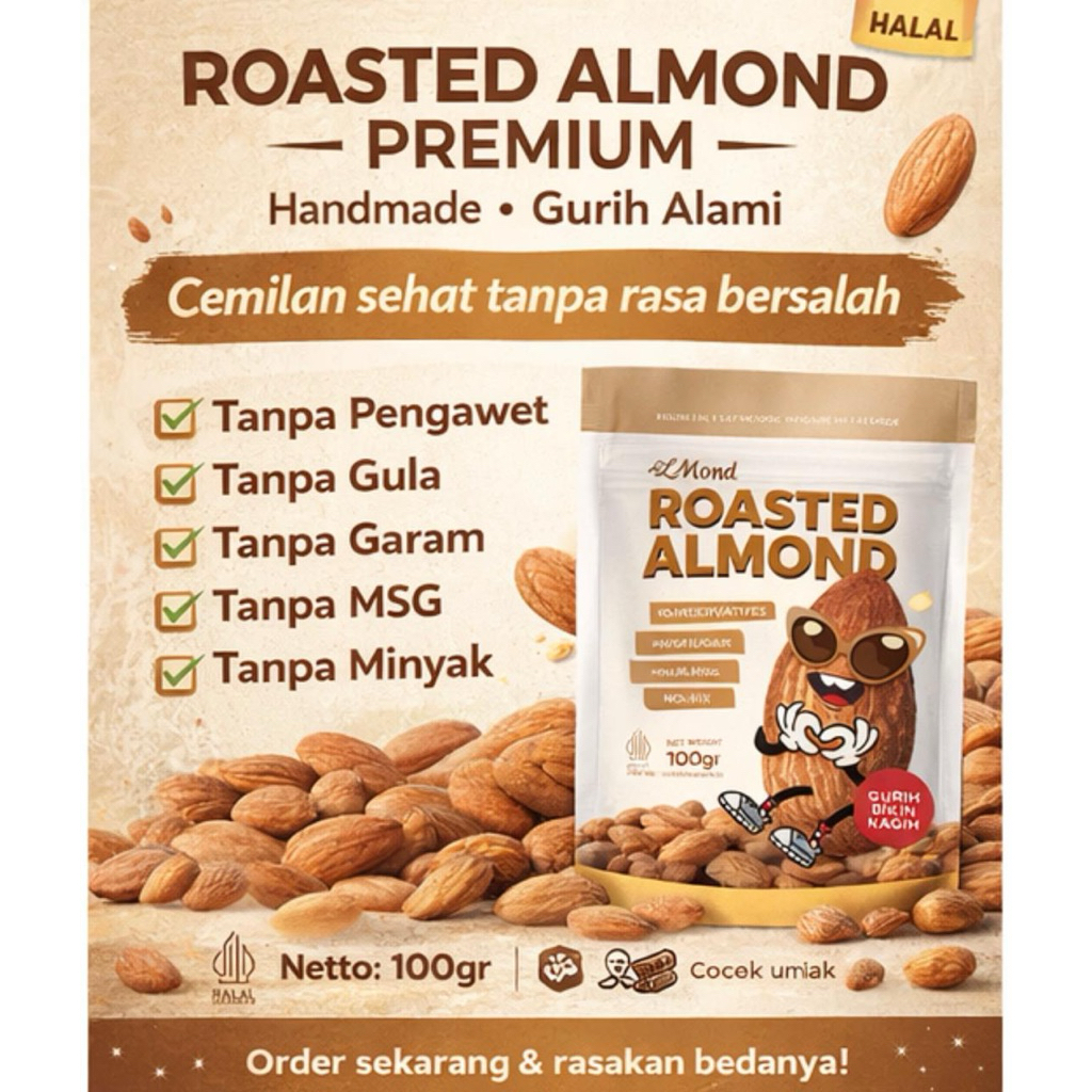Roasted Almond / almond panggang / kacang almond panggang /almond / camilan almond