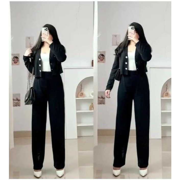 LARISA • Setelan Wanita Crop dan Celana Kulot Set Casey Premium Knit // One Set Casey Setelan Wanita
