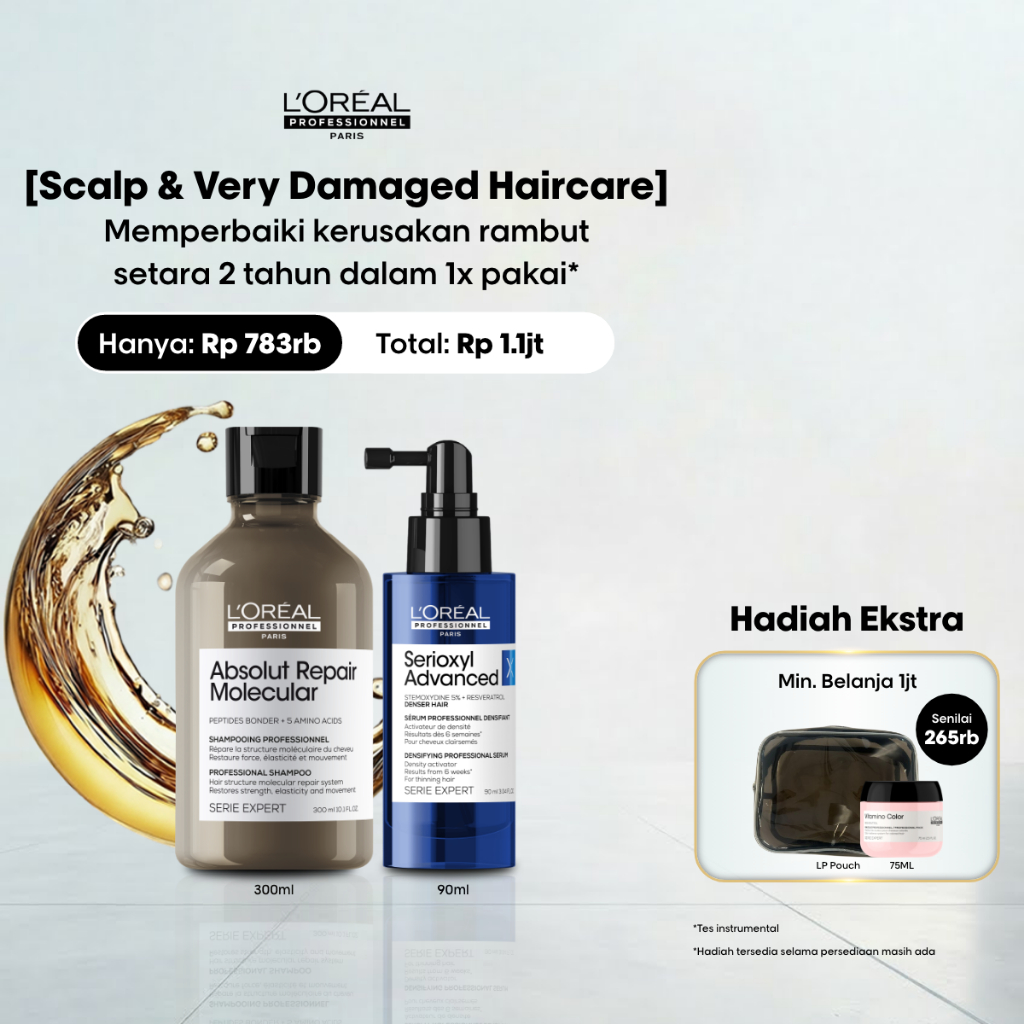 Absolut Repair Molecular Shampoo 300ml + Serioxyl Advanced Hair Serum 90ml  - Untuk Penumbuh Rambut 