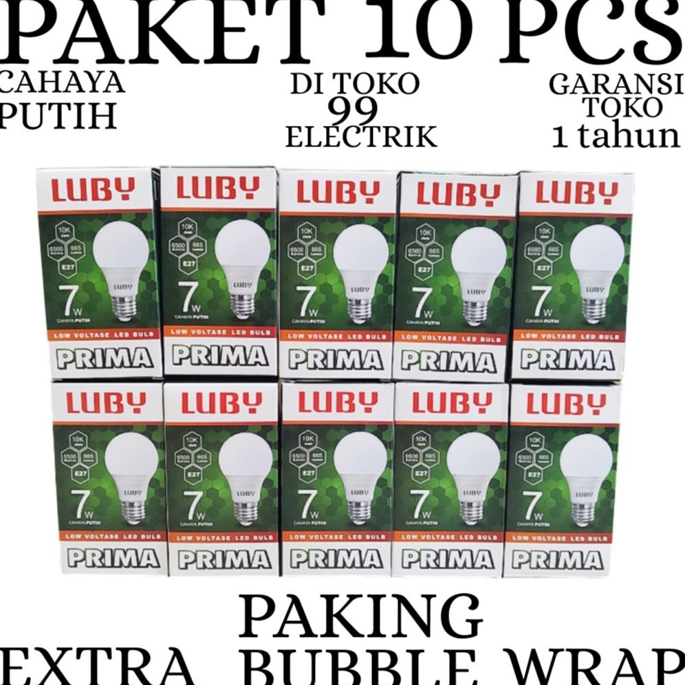 BOHLAM LED LUBY / LAMPU LED LUBY PRIMA PAKET 10 PCS 7W