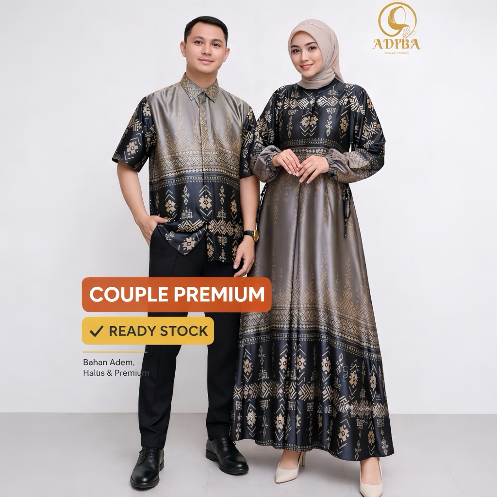 Gamis Couple Syameera Pasangan Suami Istri Baju Couple Lebaran 2026 Dress Couple Keluarga Premium