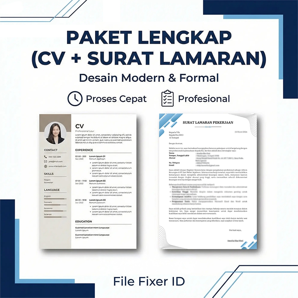 Jasa Pembuatan CV & Surat Lamaran Kerja Profesional - Desain CV Kreatif Bahasa Indonesia & Inggris