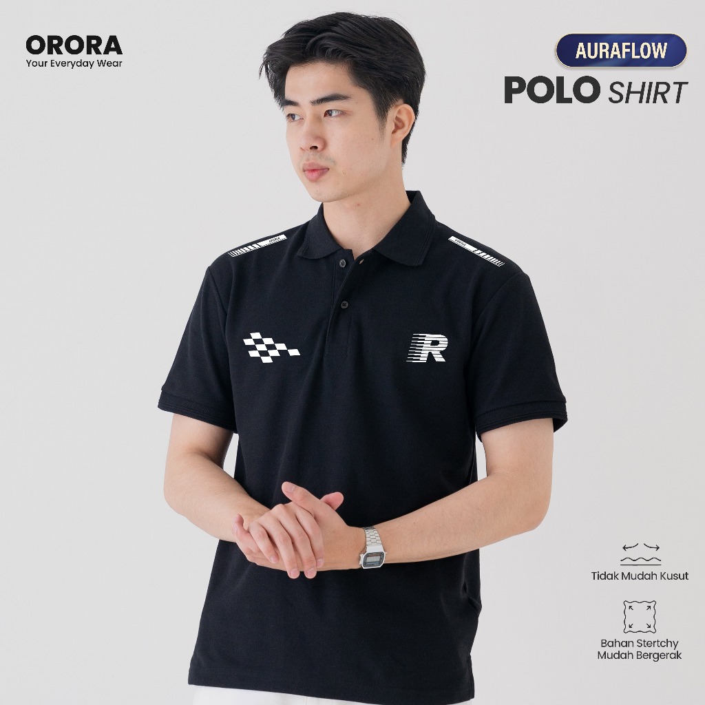 ORORA Kaos Polo F1 Pria | Polo Shirt Kaos Kerah Pria | Polo Race | Kaos Polo Hitam NORF1 1