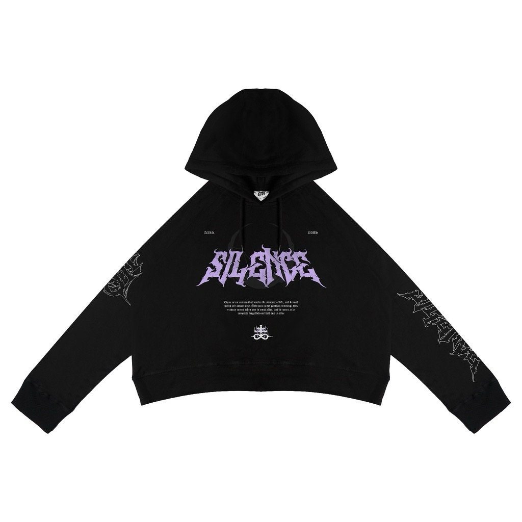 GRDT Silence Hoodie Oversize Crop Top Black