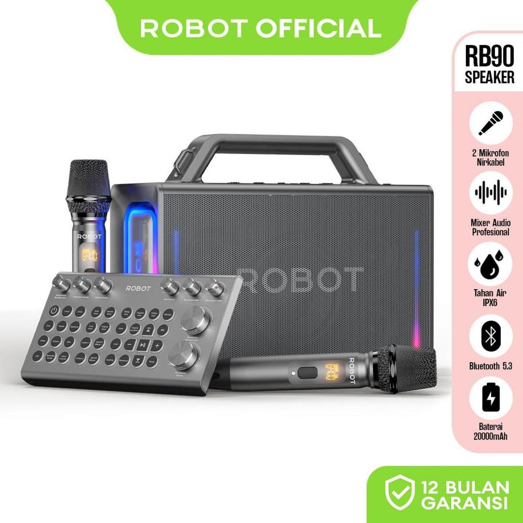 Robot RB90 Speaker Karaoke Outdoor RGB IP X6 100W Bass 2 Wireless Microphone + EqualizerSPEAKER ROBO