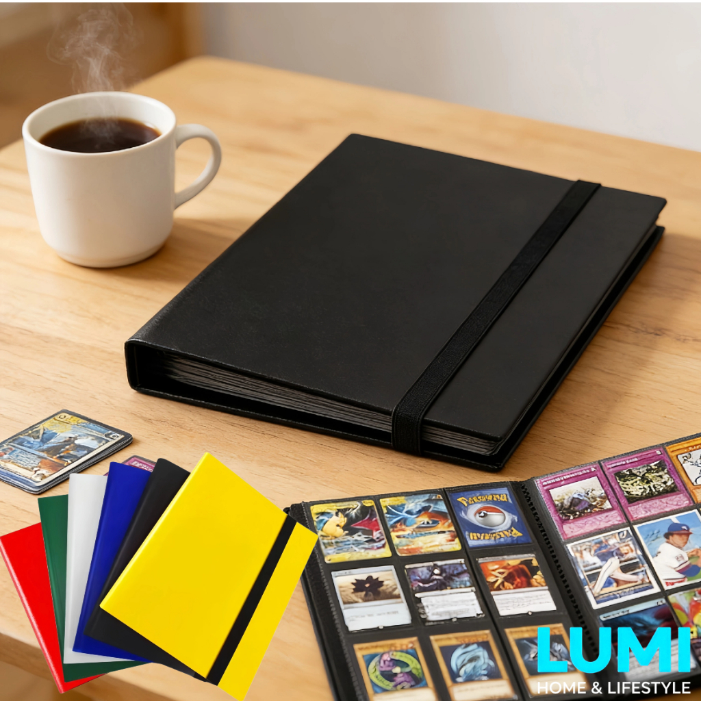 Strap Binder Kartu 9 Pocket 360pcs Album A4 Premium Buku Koleksi Kartu Untuk TCG CCG Pokemon Yugioh 