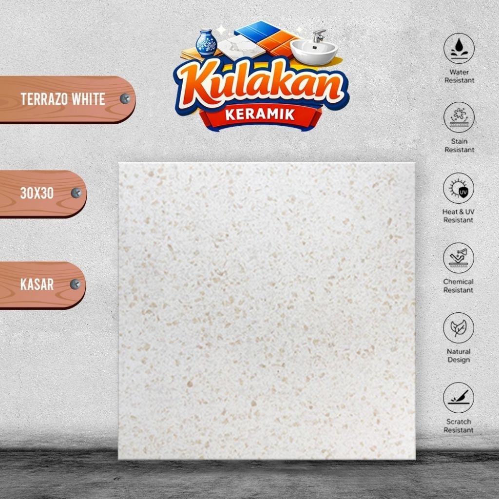 Keramik Lantai Kasar KIA 30x30 Terrazo White