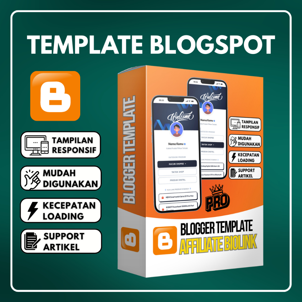 Template Blogspot Blogger Biolink Affiliate PRO Mudah Digunakan Lengkap Dengan Panduan & Update