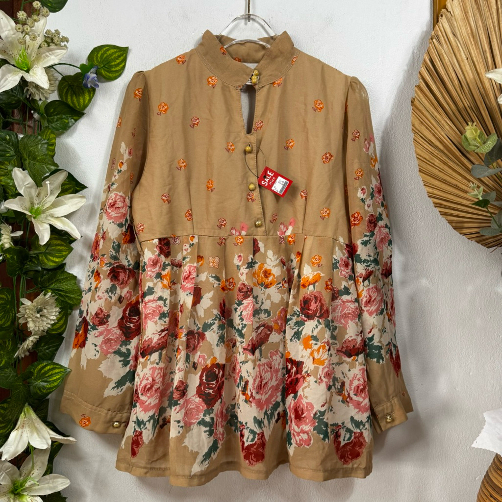 Blouse Chiffon Brown Floral
