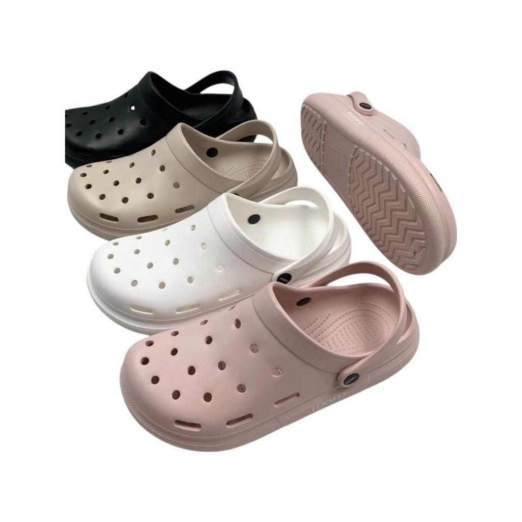 Sandal Baim Wanita viral, Baim Luofu Cross trepes polos, Sandal karet baim 6201 Luofu