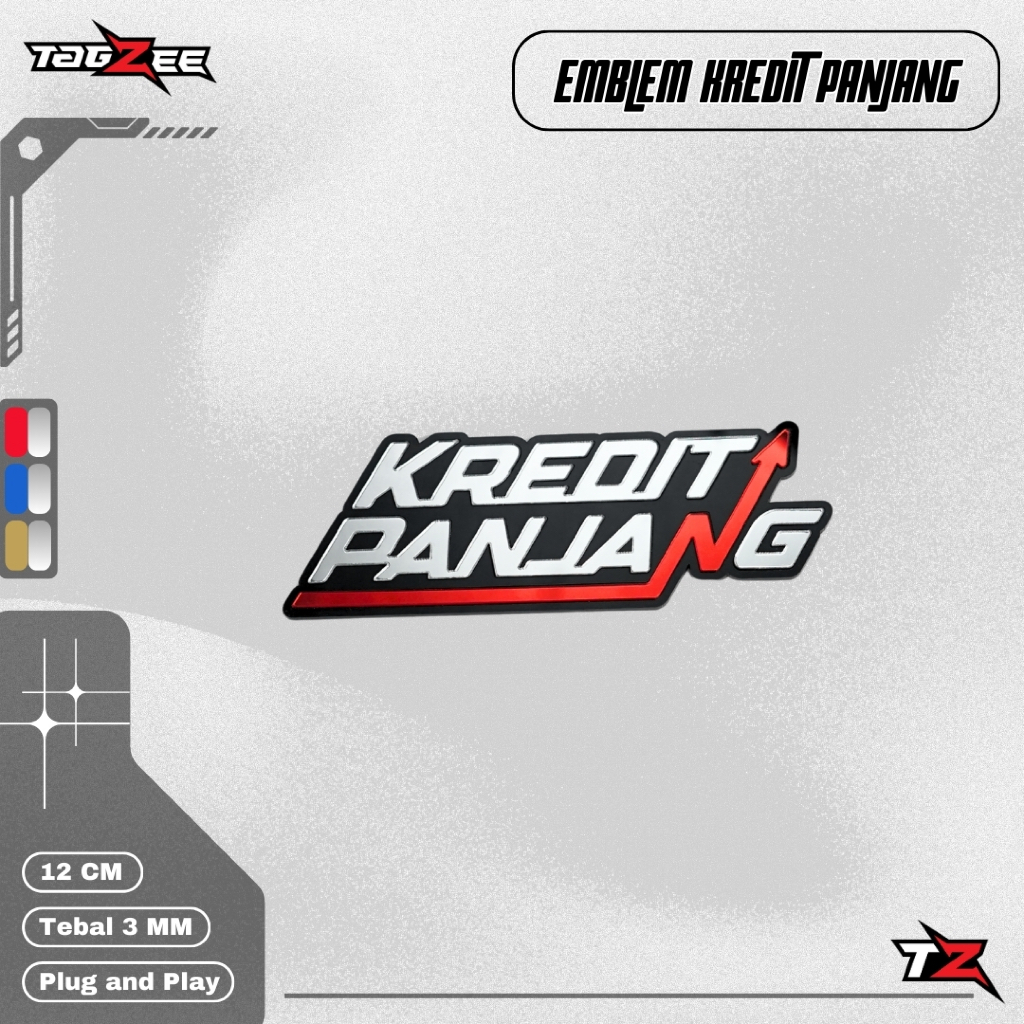Sticker Emblem Motor/Mobil Akrilik 3D Mirror Tulisan KREDIT PANJANG TAGZEE