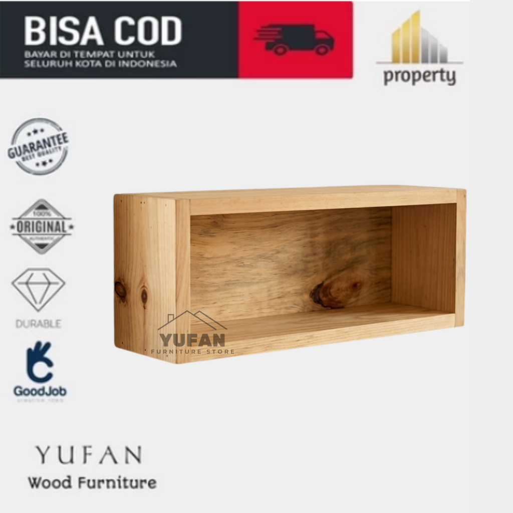 Rak Ambalan Bawah TV Rak Kayu Tempat Remot TV AC Serbaguna Rak Kayu Kotak Ambalan Melayang
