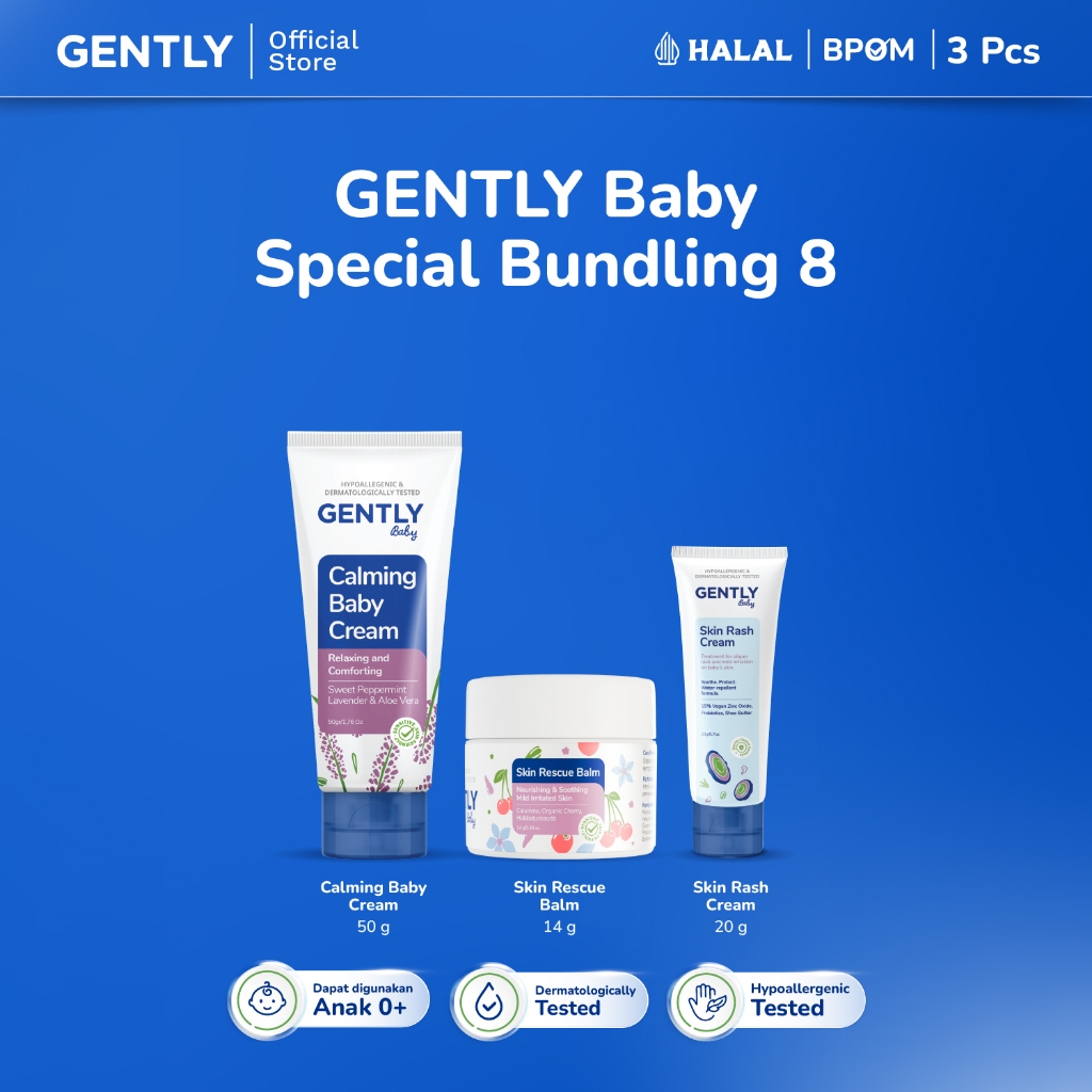 GENTLY Baby Special Bundling 8 | Paket Calming Baby Cream 50 g Krim Bayi Nyaman untuk si Kecil + Ski