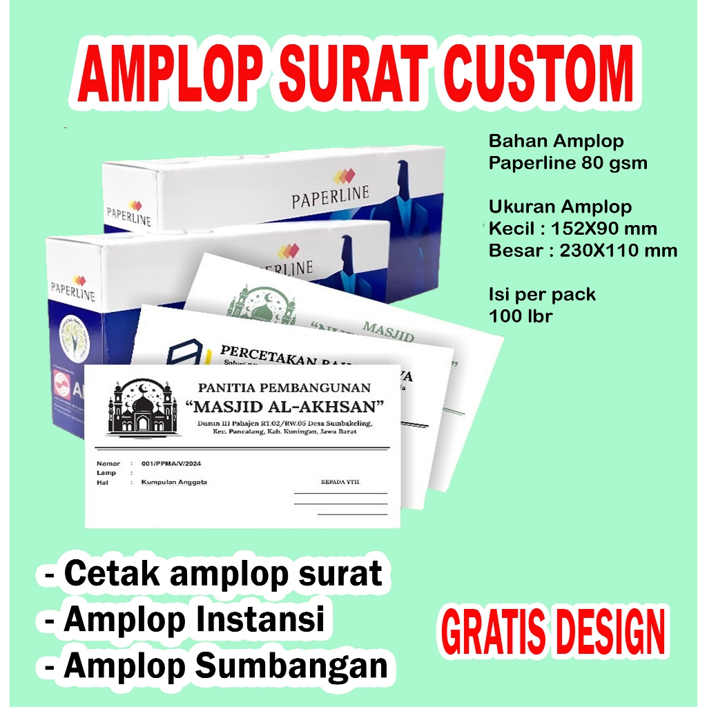 Amplop Custom Nama Instansi Perusahaan/Amplop Custom nama Kondangan,Amplop Sumbangan