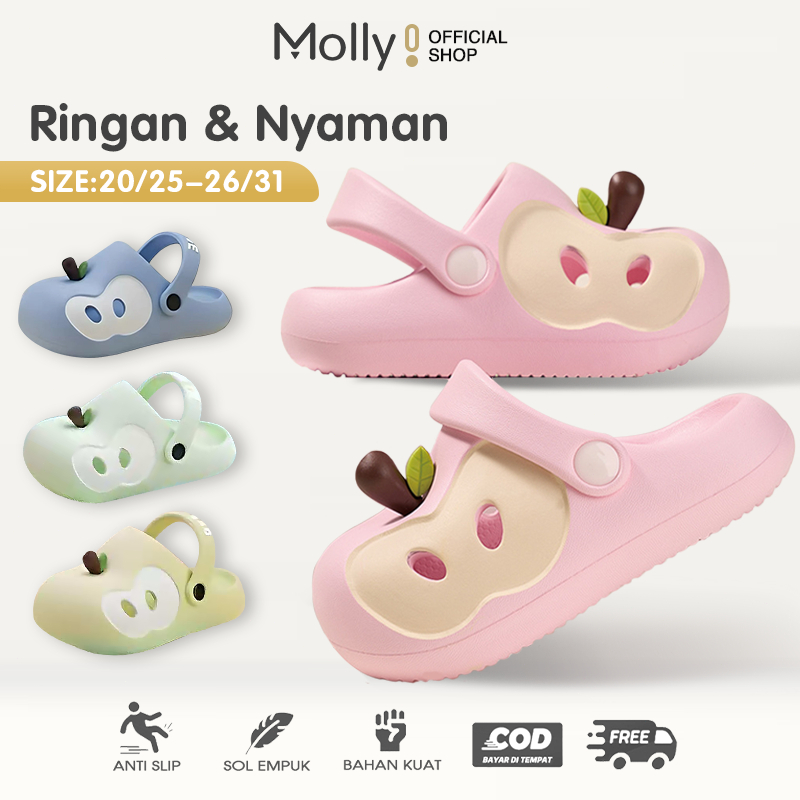 MOLLY Apple Sandal Baim Anak dan Dewasa 20-31 Sandal Wanita Terbaru 2025 Karet Sandal Cewek Apel Sen