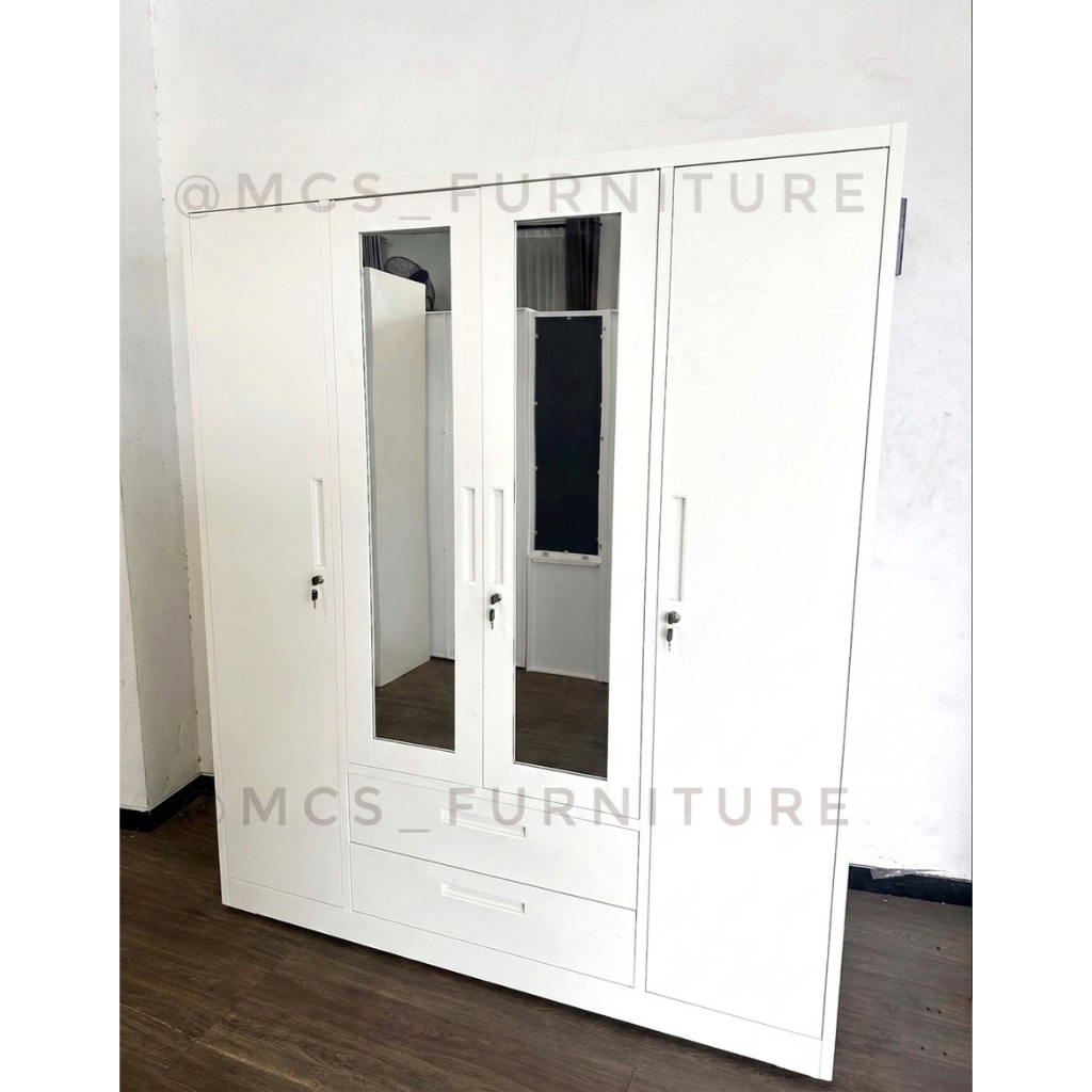 Lemari Baju FULL BESI Jumbo 160 cm 4 Pintu Mebel Furniture MCS Semarang