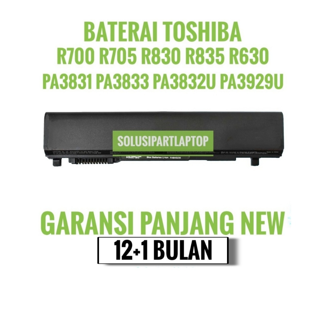 Baterai Laptop Toshiba Dynabook R731 R732 R741 PA3832 PA3929 - Black