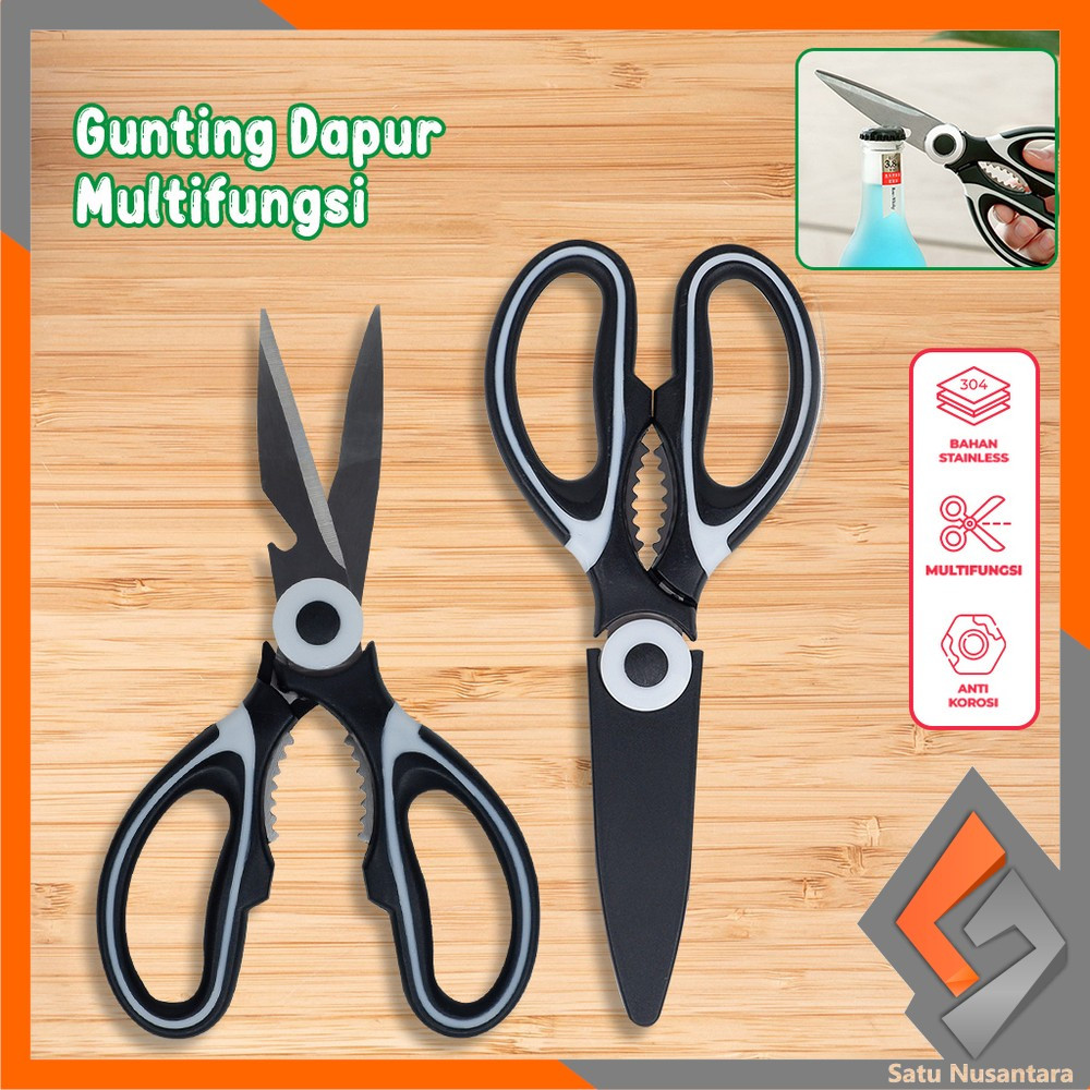 EC SN-C998 Gunting Dapur Serbaguna Stainless Tahan Karat Set Tutup / Gunting Ayam Ikan Daging Sayura