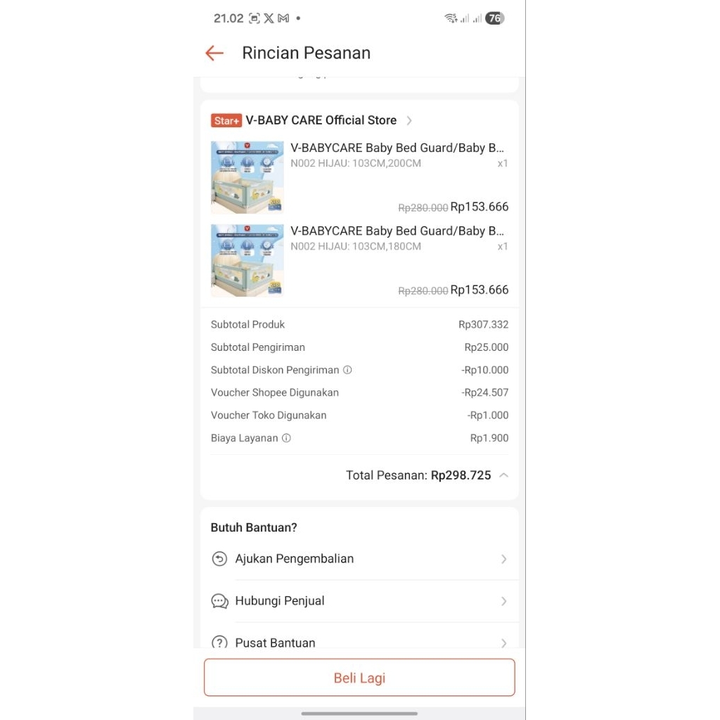 bedrail preloved goodcandi, hrga termasuk admin shope