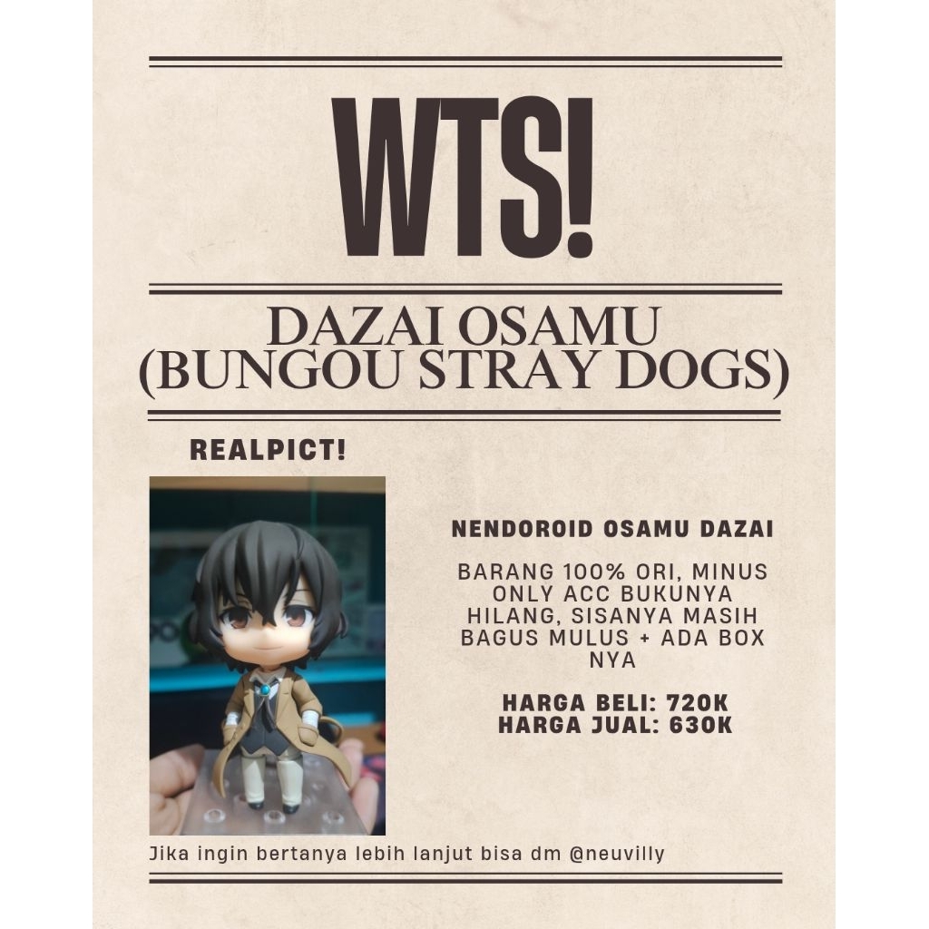 WTS - Nendoroid Dazai Osamu (Bungo Stray Dogs)