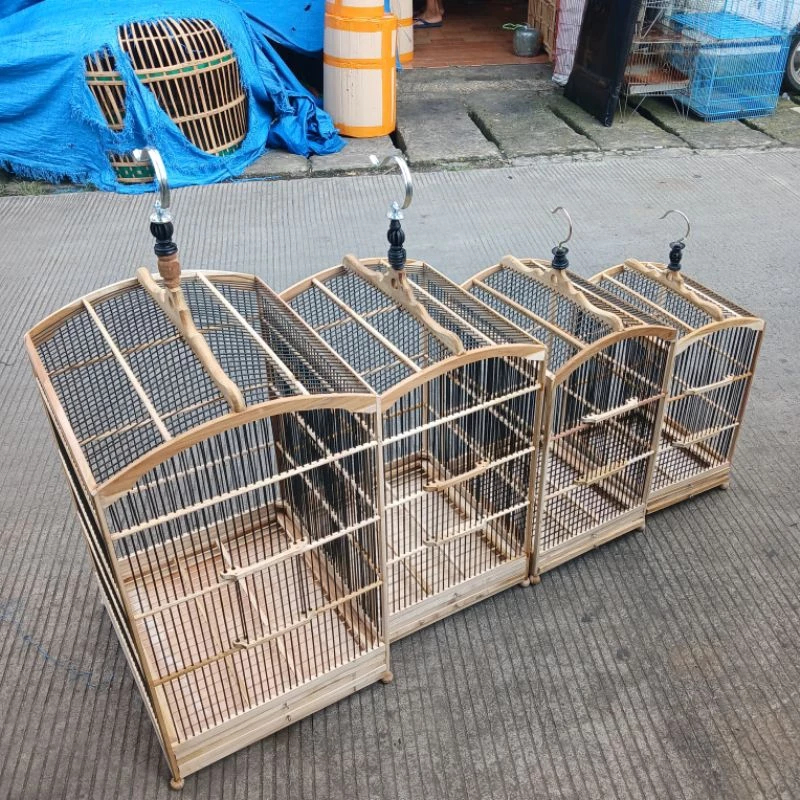 KANDANG SANGKAR MENTAHAN SOLO tulangan full kayu jati ruji bambu hitam