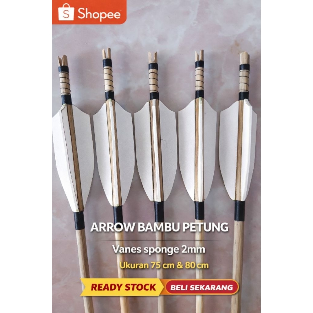 Arrow bambu petung tradisional anak panah premium persisi latihan pemula uku 75/80cm VANES SPONE