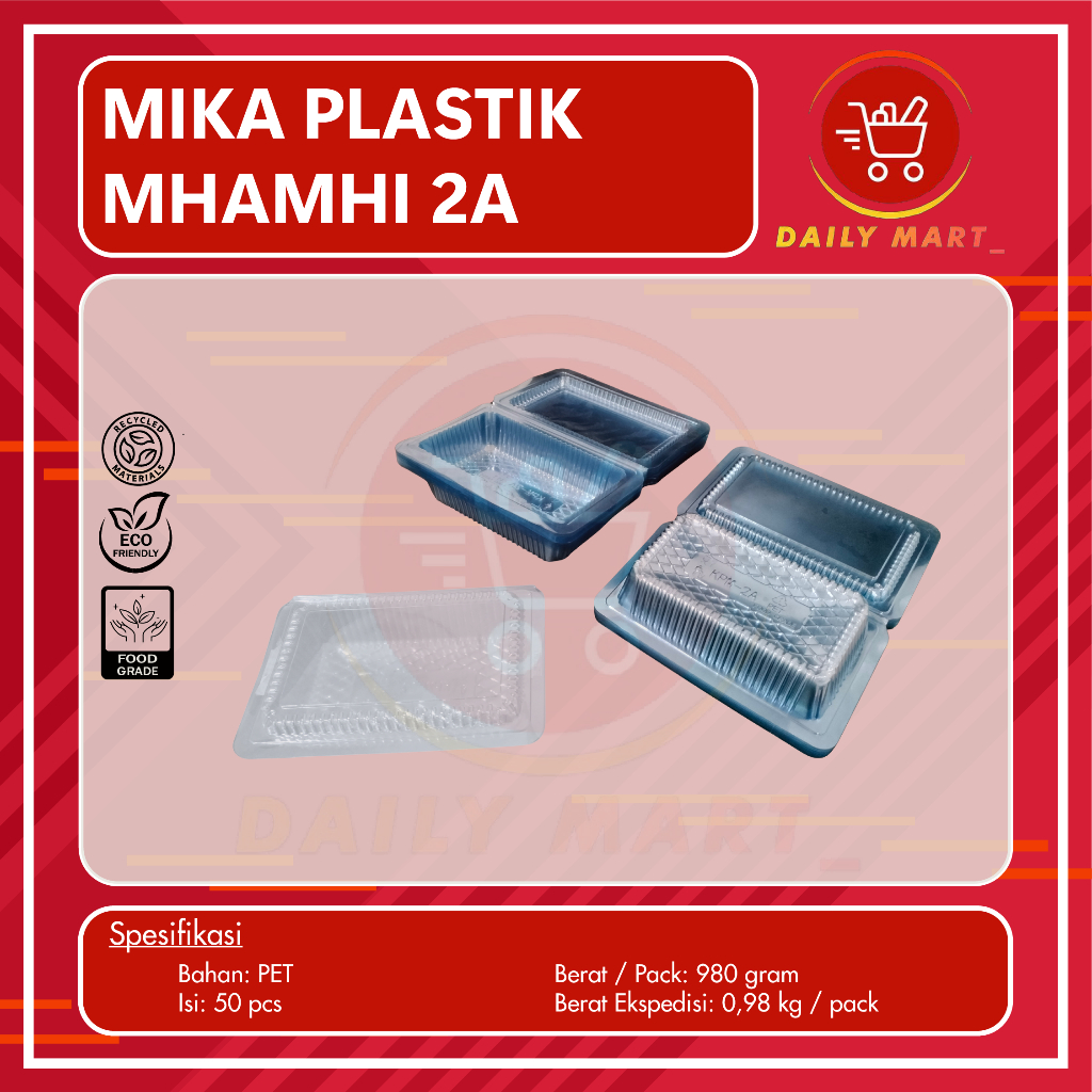 50pcs Mika Plastik KPM-2A / Mika Kue Makanan Ukuran 2A / Mika 2A Food Grade Isi 50 Pcs