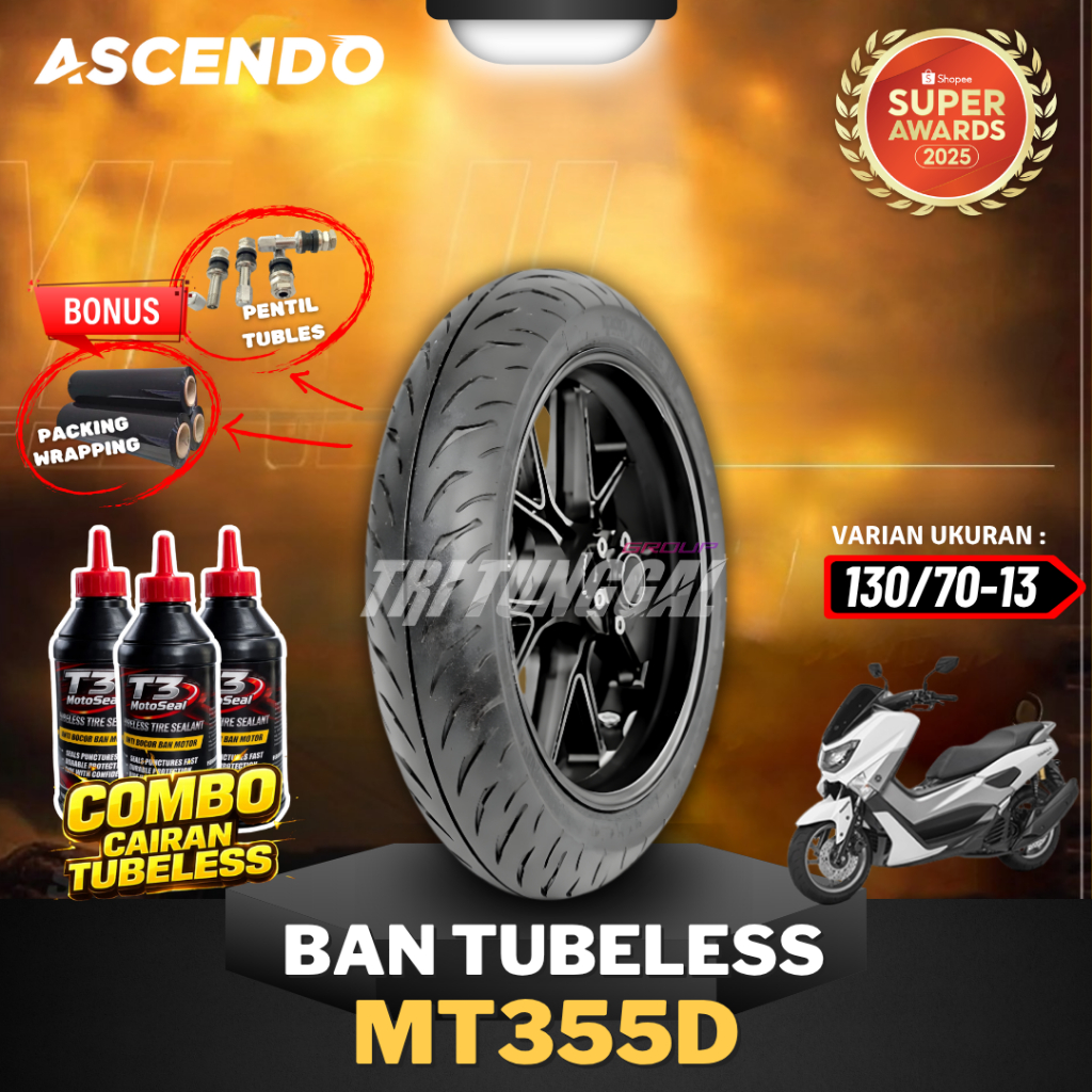 [READY COD] BAN ASCENDO MT355D TUBELESS ( 130/70-13 ) RING 13 BAN MOTOR MATIC NMAX / BAN NMAX  / ASC