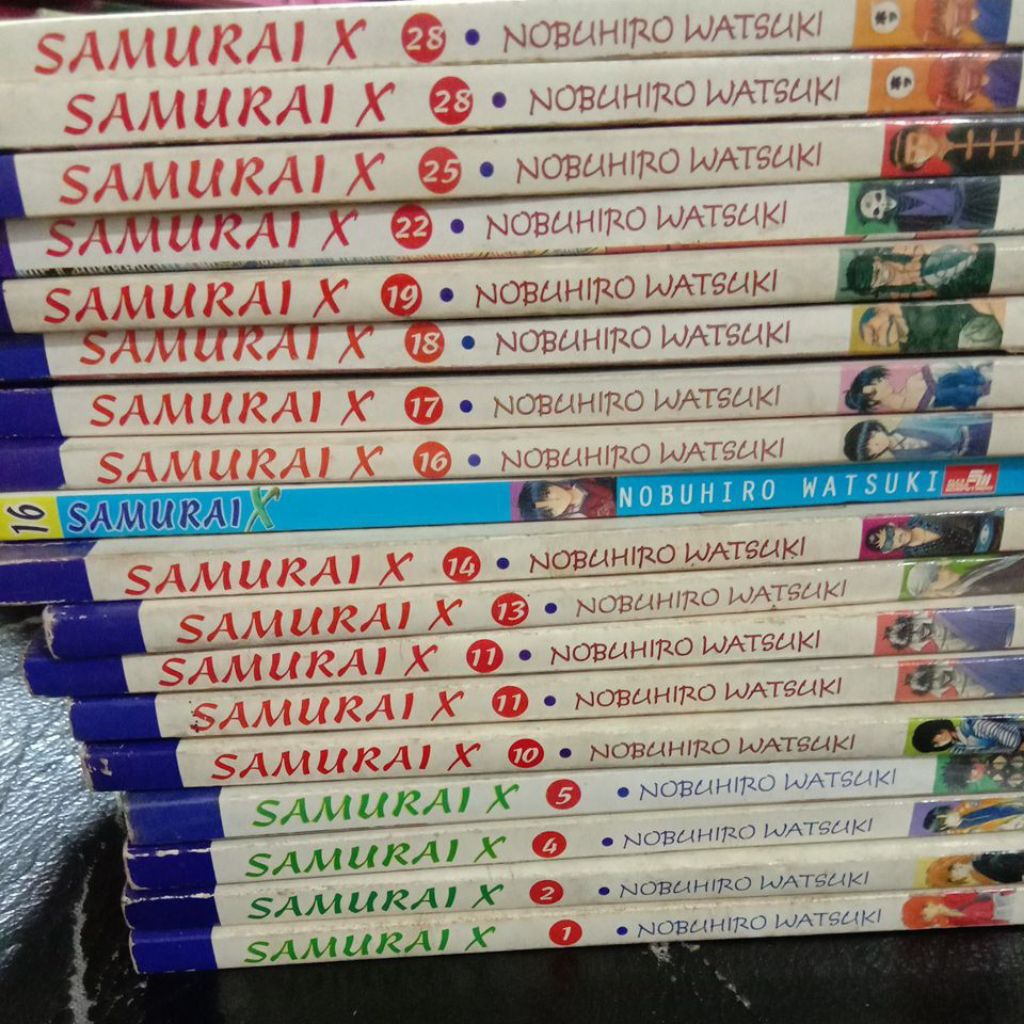 komik samurai x cabutan vol 2,4,5,10,11,11,13,14,16,16,17,18,19,22,25,28,28