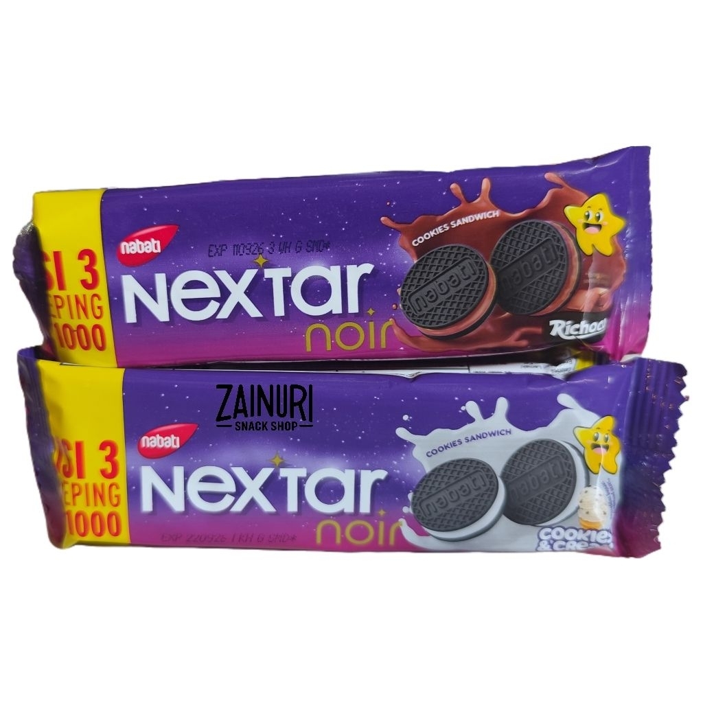 Nextar Noir Cookies Sandwich 18gr - 1 Pack isi 10 Pcs - Biskuit Oreo Nabati Richoco Cookies & Cream