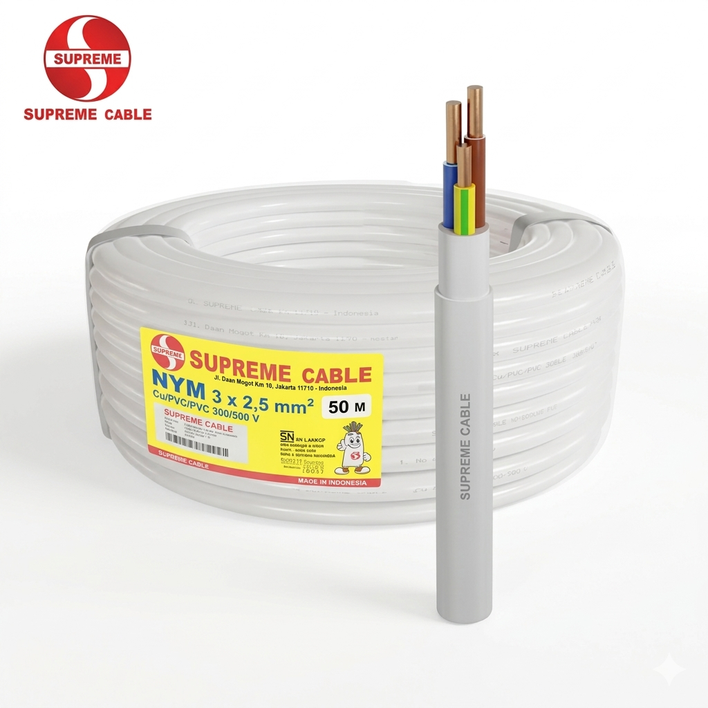 [ORIGINAL] Kabel Supreme NYM 3 x 2.5 mm2 (1 Roll 50 Meter) | Kabel NYM Supreme 3 x 2.5 mm2