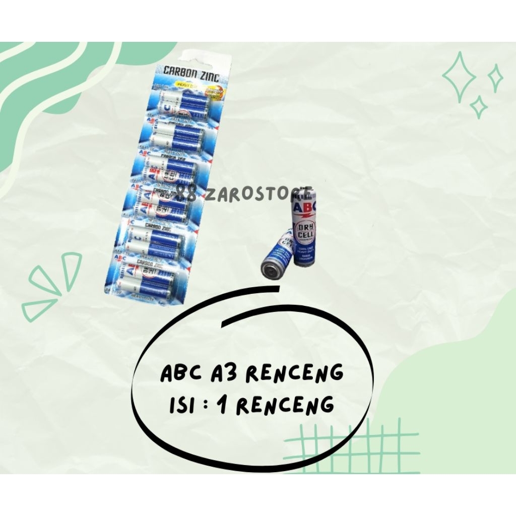 BATU BATERAI ABC AAA / BATRE A3 / BATU BATERAI REMOTE AAA / BATRE ABC BIRU / BATERAI ABC BIRU