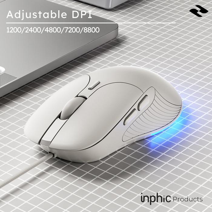 Mouse Gaming Wired Silent Click RGB B2 INPHIC - Matte Black