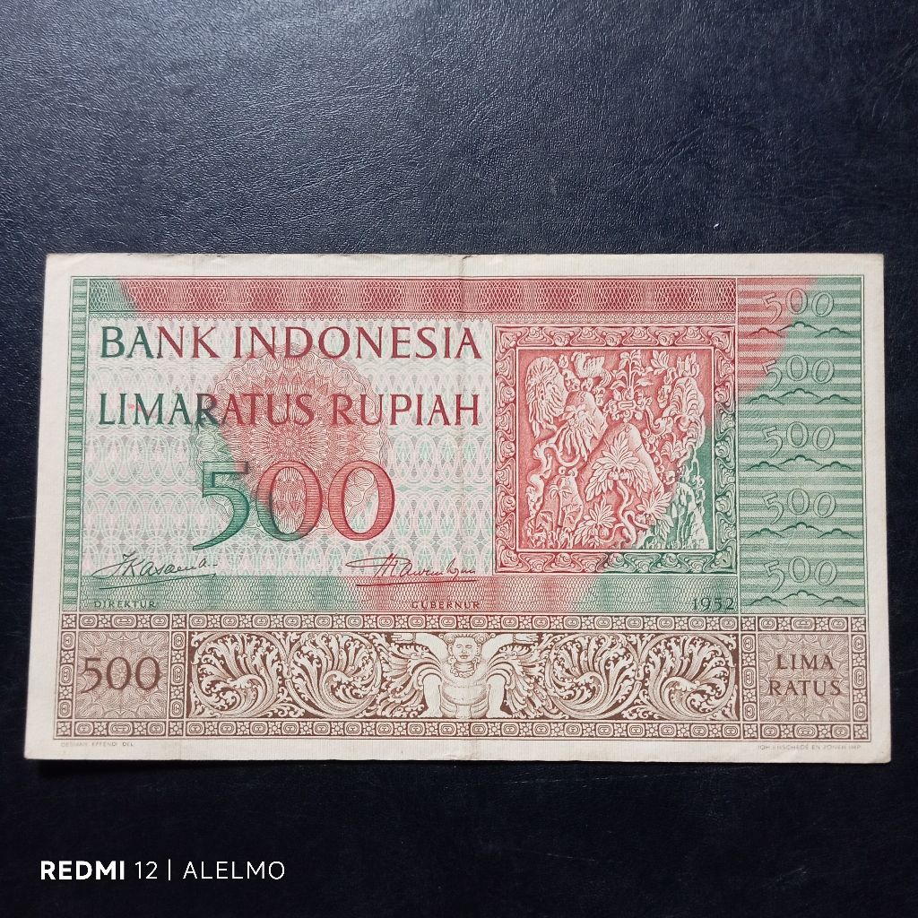 uang kertas 500 rupiah seri budaya tahun 1952 seperti baru asli