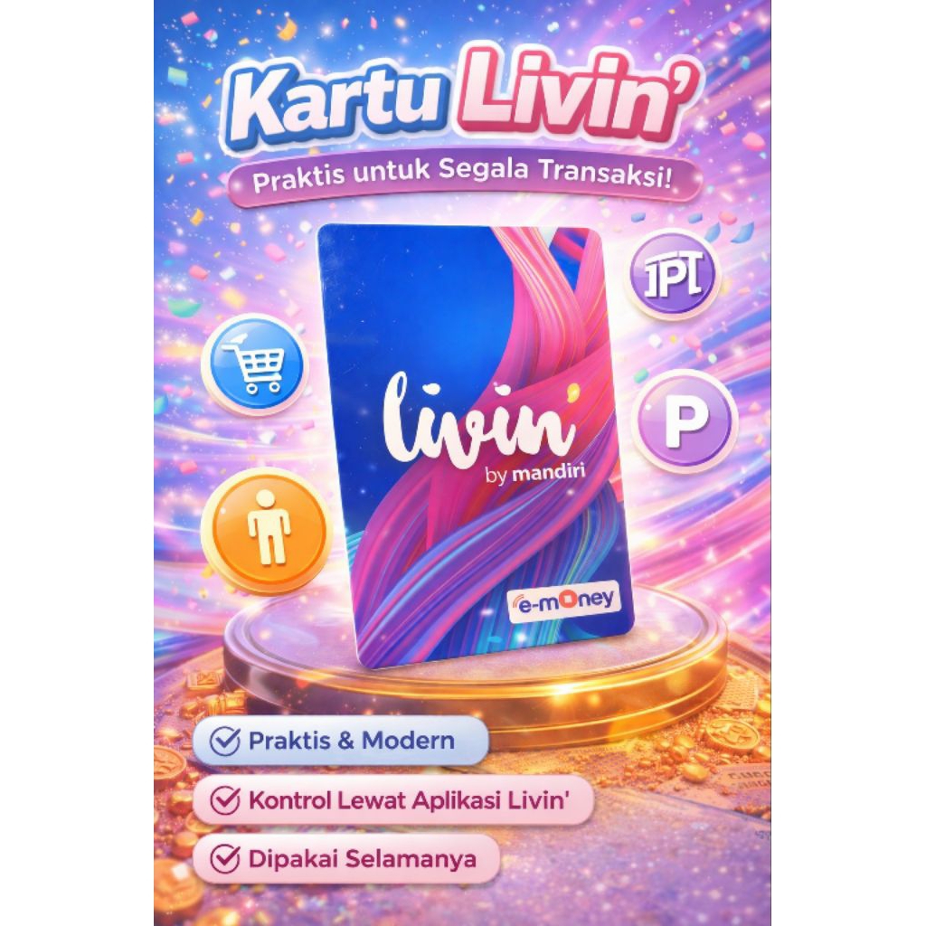 kartu e money mandiri / mandiri e money original / e money livin mandiri / kartu tol mandiri