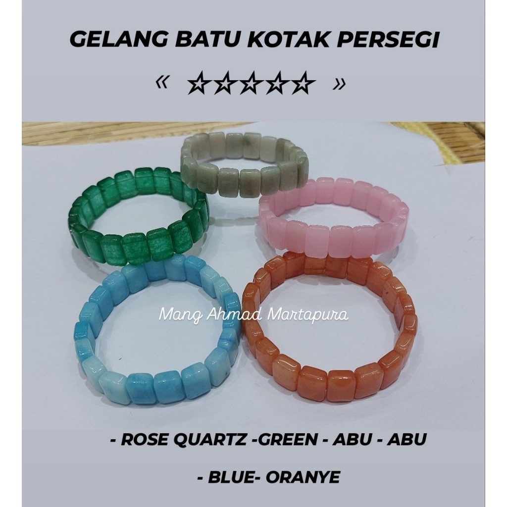 Gelang Batu Amazonite Persegi Kotak - Gelang Batu Aksesoris Kalimantan
