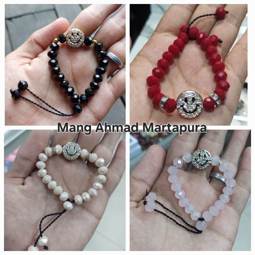 GROSIR Gelang Smile Senyum Kristal Anak-Anak Tali Serut - Tali Karet Elastis