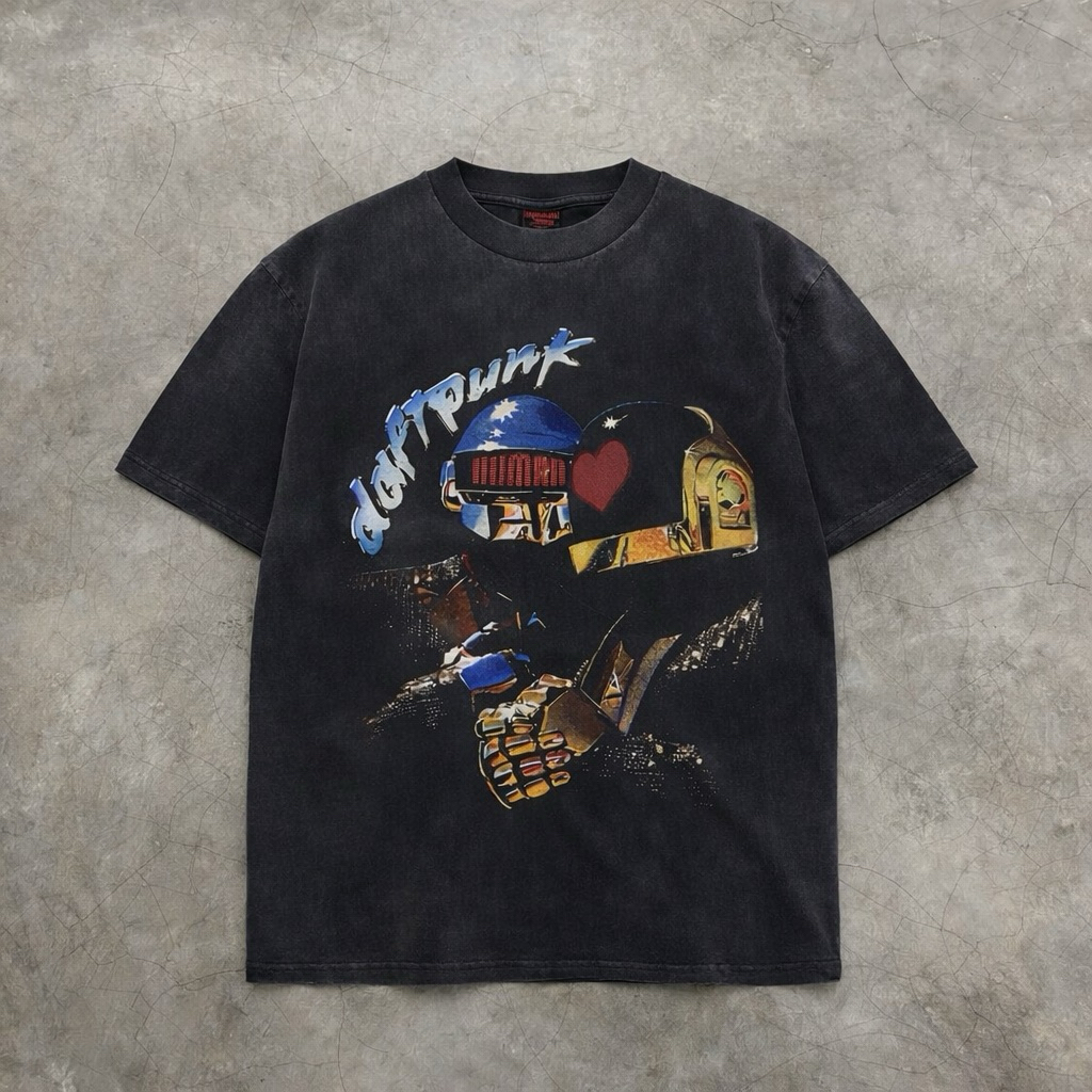 T-Shirt / Tees Bootleg GINSENG STRIPS Daft Punk Black Faded Colour (SECOND) | T-Shirt Bootleg Daft P