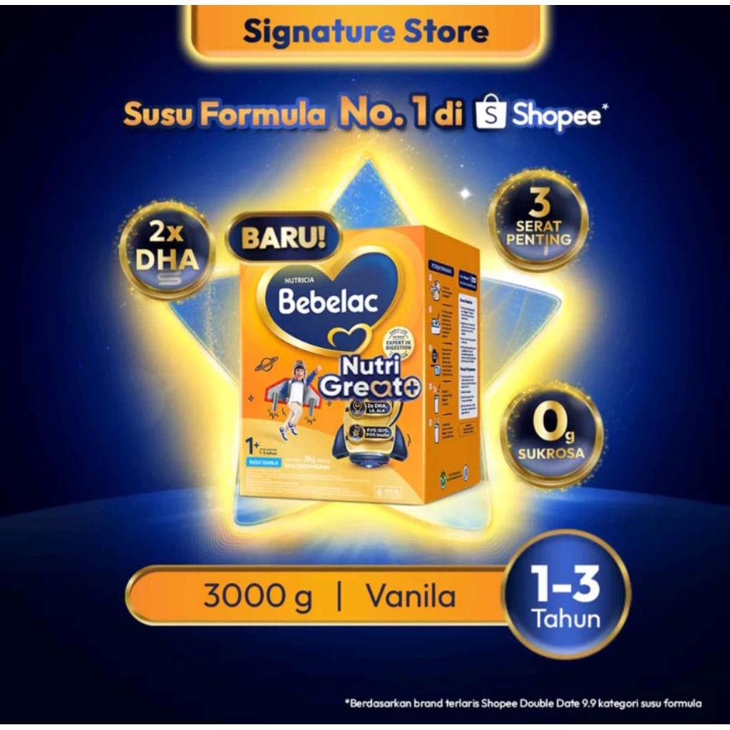 New Segel Bebelac 1+ 3Kg Rasa Vanila Susu Bebelac 1-3 Tahun