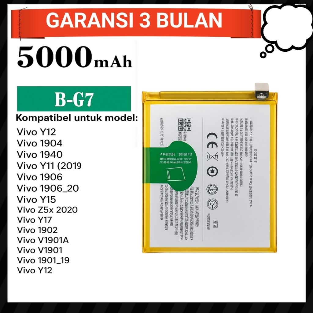 Battery B-G7 Untuk VIVO Y12 I VIVO Y1904 I VIVO Y1940 I VIVO Y11 2019 I VIVO Y 1906 I VIVO Y1906 202