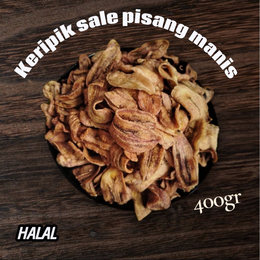 Cemilan keripik sale pisang khas Banyumas Kering Manis Gurih tanpa pengawet kemasan 400gr