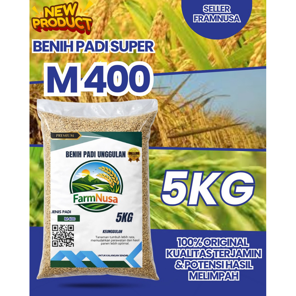 BIBIT PADI UNGGULAN M 400 |KUALITAS TERJAMIN HASIL PANEN MELIMPAH 100%ASLI