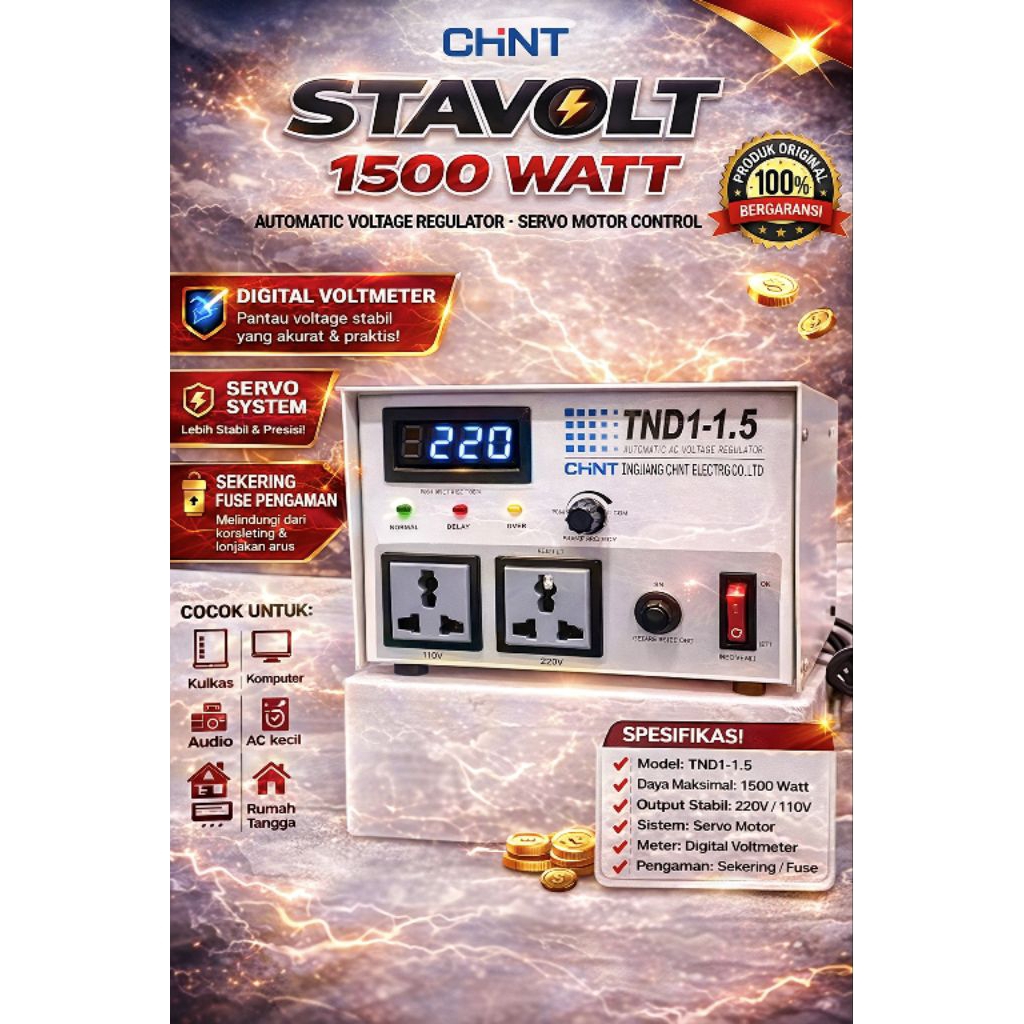 stavolt Chint 1500 Watt pakai motor