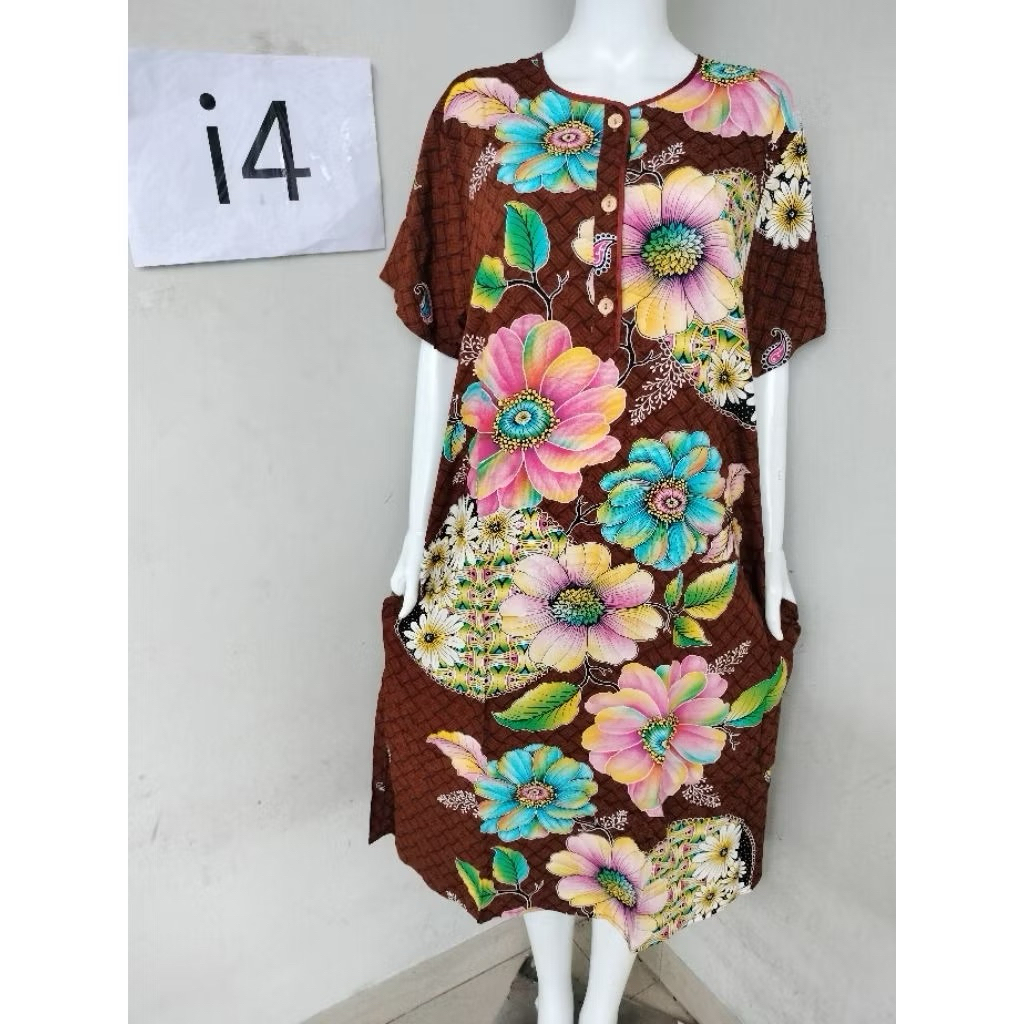 DASTER KENCANA UNGU LABEL BIRU MODEL KUB DS 09 BATIK KENCANA UNGU LABEL BIRU DASTER LENGAN PENDEK