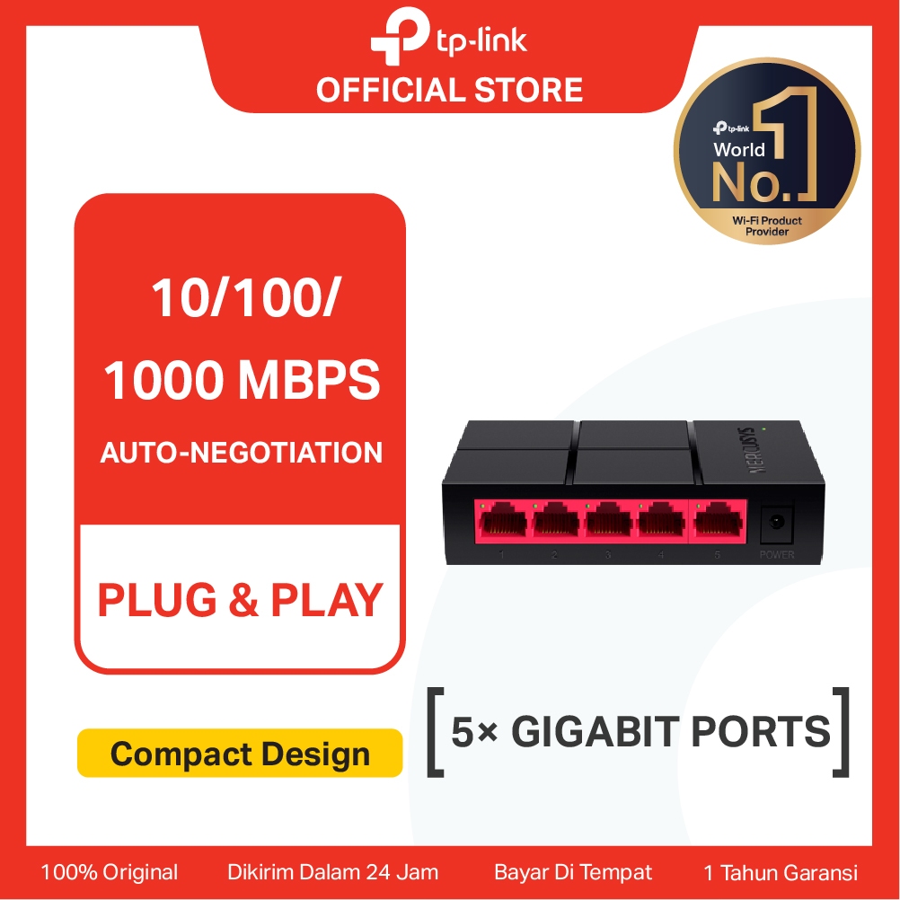 TP-Link | Mercusys MS105G | 5 Port Gigabit Desktop Switch | 1000 Mbps Ethernet Hub | Plug & Play