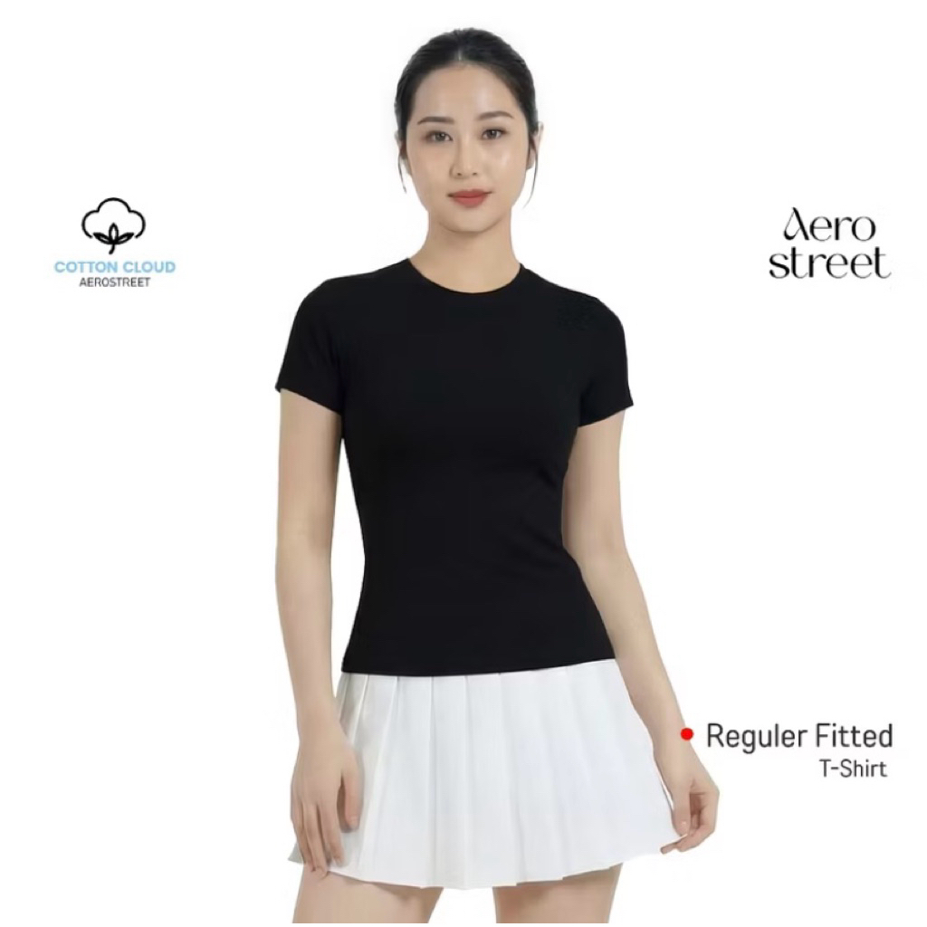 Aerostreet Fuji Kaos Wanita Perfect Fit Cotton Cloud Putih Fitted T-shirt Cewek Women Casual Cotton 