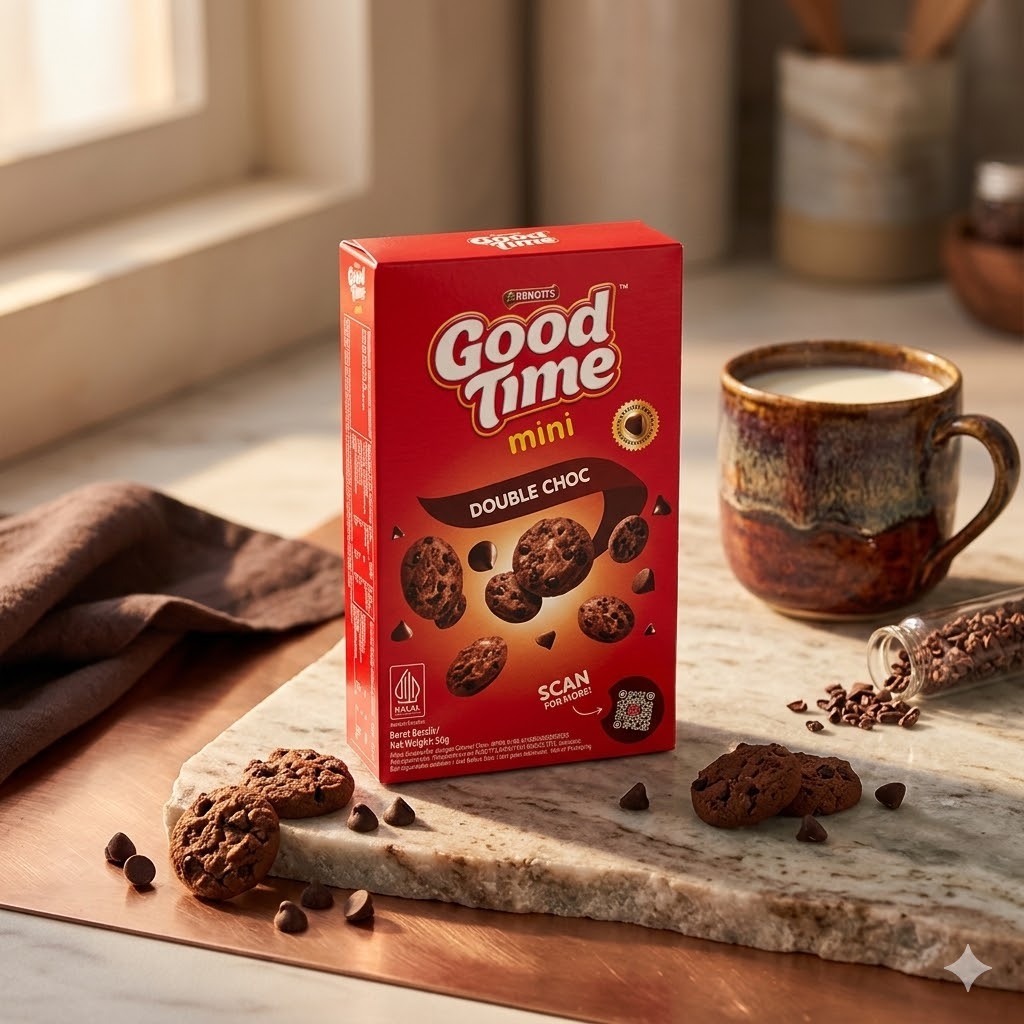 GOOD TIME MINI DOUBLE CHOCO 50GR / GOOD TIME KOTAK KECIL / CEMILAN BISKUIT COKELAT / GOOD TIME MINI 