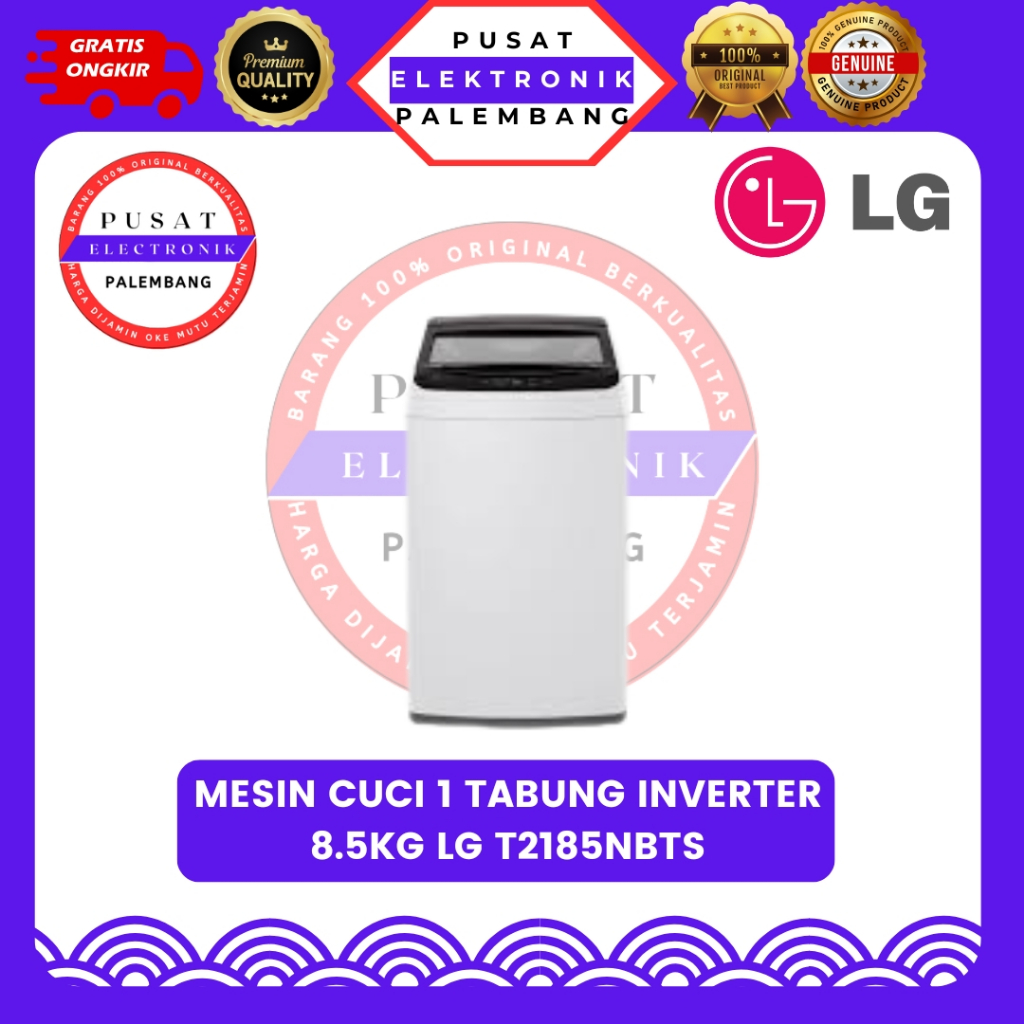 MESIN CUCI 1 TABUNG INVERTER LG T2185NBTS MESIN CUCI 1 TABUNG 8.5KG PALEMBANG