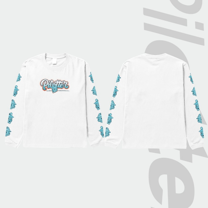 Pilotter Kaos Dotline Putih Lengan Panjang Original Free Stiker - PLTR-002